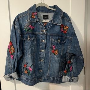 Like New BDG Embroidered Floral Jean Jacket